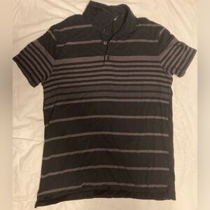 APT.9 Black polo with gray strips
